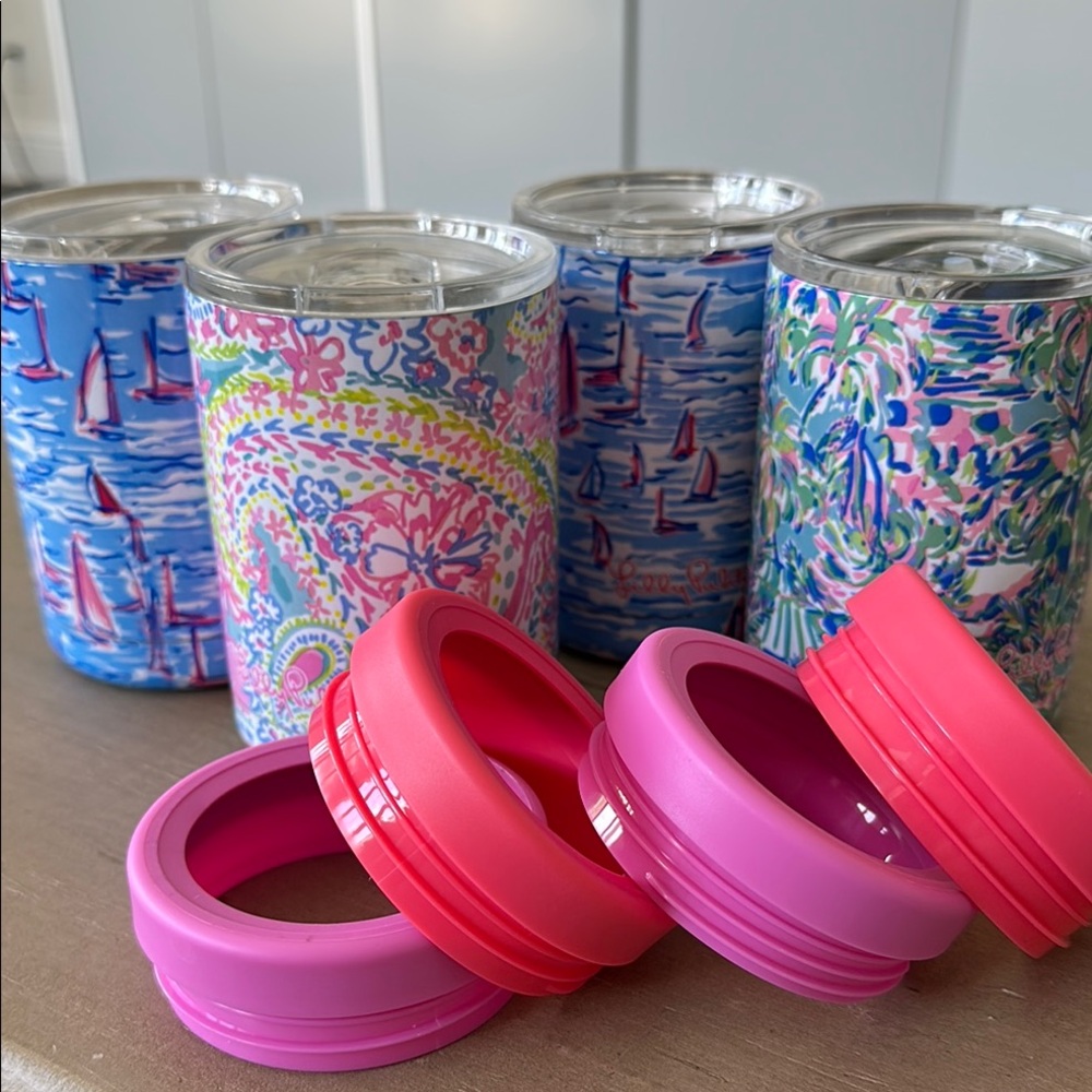 Lilly Pulitzer Colorful Tumbler Set with Pink Lids